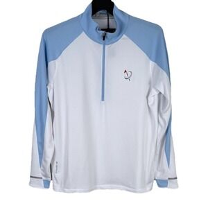 Zero Restriction Mens M  Z425 1/4 Zip Pullover White Skyway Long Sleeve Golf